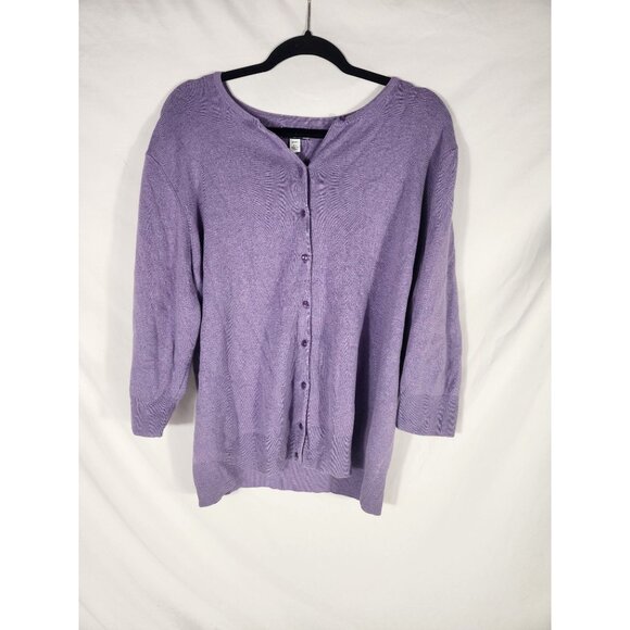 NWOT Womens Lavender Cardigan Sweater Cotton Preppy Romantic Careercore 2X - Picture 1 of 4